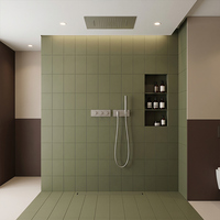 Douche thermostatique quatre fonctions haut de gamme en laiton brossé, design moderne pour hôtels – Meilleure vente