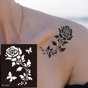 ลายฉลุลายสักดอกไม้ PET TL-0012 แบบชั่วคราวสำหรับสักเฮนน่า - Product Image 5