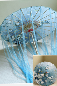 Sombrillas de Papel Encerado Impermeables con Borlas y Cintas de Bambú Tradicionales Chinas, Personalizadas con Impresión para Bodas, para Exteriores - Product Image 6