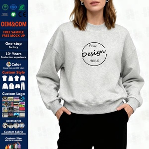 Factory Oem Cotton and Polyester Soft Fleece Printing Casual Wear <strong>Grey</strong> Oversized Boxy Fit Drop Shoulder Mock Neck <strong>Sweatshirt</strong> - Product Image 1