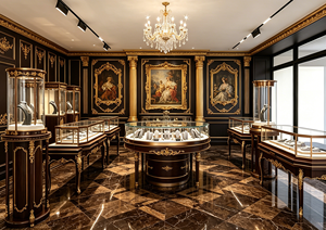 Vetrine di Lusso Personalizzate per Gioielleria, Espositori in Vetro Oro Rosa per Negozi di Gioielli - Product Image 2