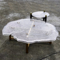 Table basse transparente asymétrique moderne Design créatif pour panneau de table à thé de luxe Mobilier de salon pour petit appartement