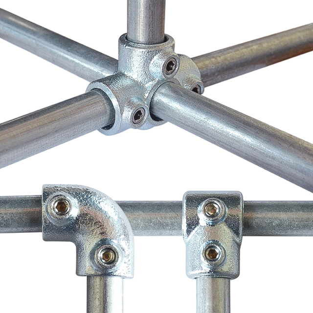 Hot-dip Galvanized Malleable Cast Iron 48MM Pipe Fittings Jackscrew Allen Key Clamp Three Socket Cross EN 1562