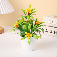 Plante Artificielle en Gros en Pot Petit Bonsaï Décoration de Bureau d'Événement Toile de Fond Artisanat Exquis Fleur Trompette Similée