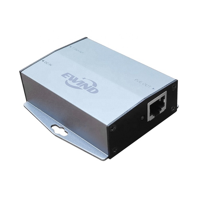 EWIND High Quality IEEE802.3af/at 100M 1*FE POE+1*FE Single Port DC PoE Injector