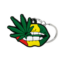 Porte-clés personnalisé en PVC en forme de feuille, Design créatif de lèvres de plante pour hommes et femmes, sac de clés de voiture, pendentifs bibelot