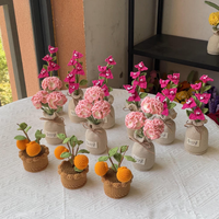 Plante en pot de carnations au crochet faites à la main - Fleur en laine réaliste 3D, cadeau idéal pour la fête des mères et décoration bohème pour la maison