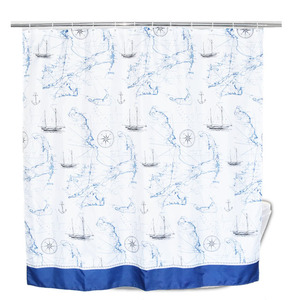 Eco-Friendly Washable Customized World Map Pattern <strong>Nautical</strong> Shower <strong>Curtain</strong> - Product Image 1