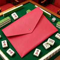 Tas Tangan Hadiah Kekasih Kartu Mahjong Dompet Amplop Kulit PU Tempat Kartu Permainan Aksesori MAHJ untuk Pesta Permainan Meja