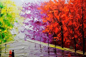 <span class=keywords><strong>Peinture</strong></span> à l'huile abstraite de <span class=keywords><strong>paysage</strong></span> forestier, couple <span class=keywords><strong>romantique</strong></span>, art texturé au couteau à palette, forêts colorées, <span class=keywords><strong>peinture</strong></span> acrylique sur toile - Product Image 6