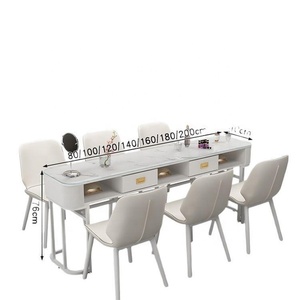 2026 Modern Simple Internet-famous <b>Nail</b> Table Cream <b>Nail</b> Japanese Minimalist <b>Nail</b> Salon Dual <b>Nail</b> Table and Chair Set - Product Image 6