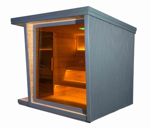 Sauna Exterior de Abeto Carbonizado para 6 Personas, Cabaña Rústica Resistente a la Intemperie para Relajación en el Patio Trasero - Product Image 3
