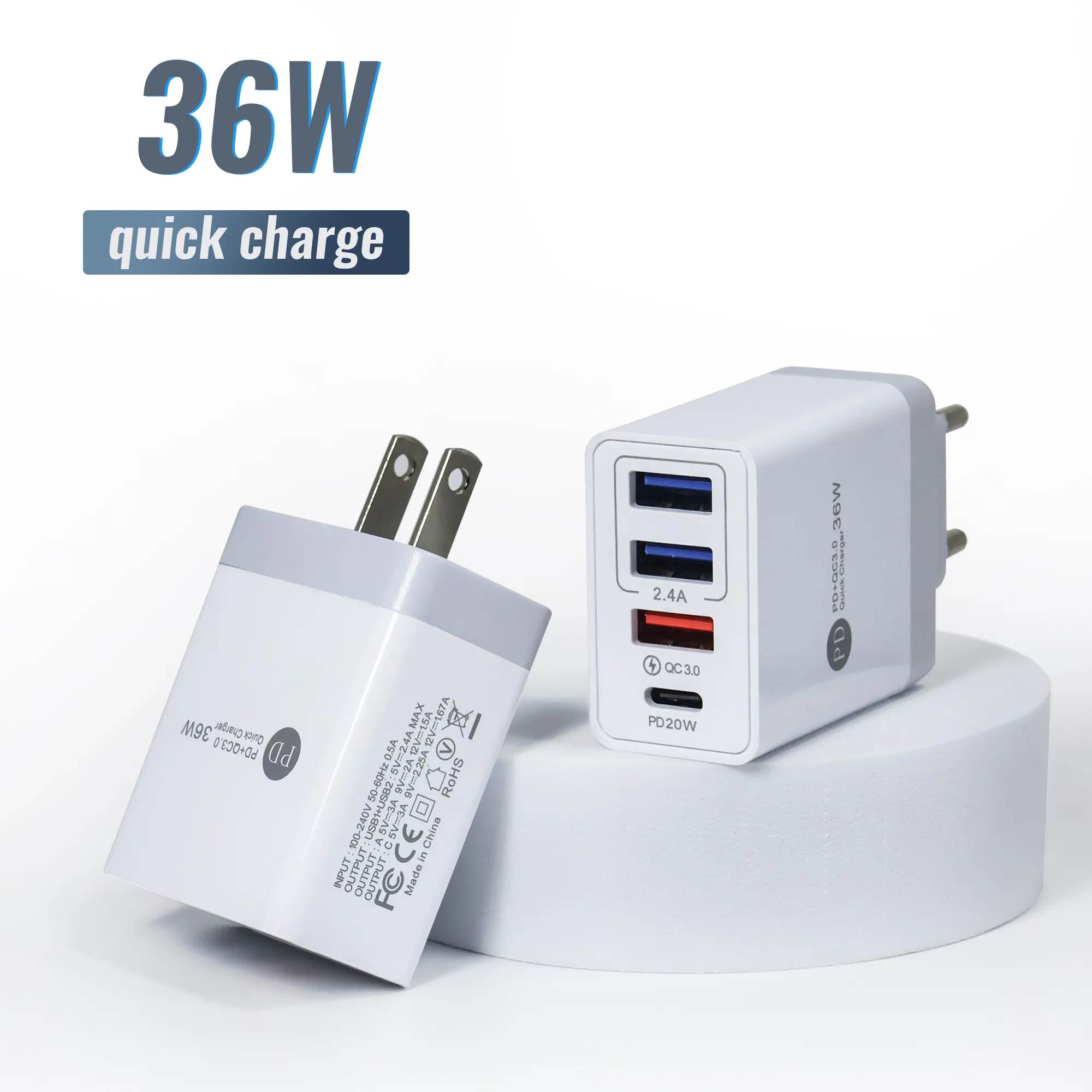 Factory Good Price Multi Ports Universal Usb Charger Port PD 20W And QC3.0 36W Wall Charger
