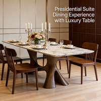 Ensemble de table à manger moderne de luxe léger pour 8 personnes, pieds en forme de Y, base en bois, plateau en marbre, design rectangulaire pour la maison et les restaurants