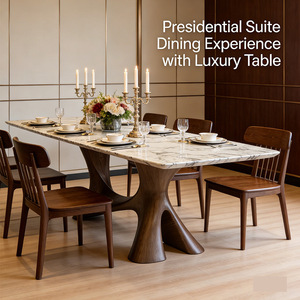 Modern Light Luxury 8 Seater Dining Table Set Y-shaped Legs Wooden Base <strong>Marble</strong> <strong>Top</strong> Rectangular Design for Home Restaurant Use - Product Image 2
