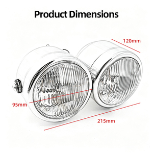 Faro delantero doble de malla redonda para motocicleta Harley Retro, carcasa negra, lente amarilla transparente con cubierta de rejilla - Product Image 5