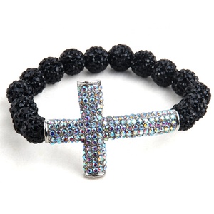 Women Fashion 10mm Rhinestone Pave Ball Beads <strong>Crystal</strong> Pave Charm Energy <strong>Bracelets</strong> Cross <strong>Bracelet</strong> - Product Image 6