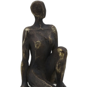 Scultura Astratta Seduta in Resina e Acciaio Inossidabile a Forma di Sfera, Statuetta Decorativa per Casa, Scaffale e Tavolino da Caffè - Product Image 6
