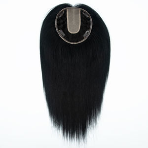 Topper de Cabello Humano con Base de Seda y Encaje, 100% Cabello Remy Virgen Ruso, Encaje Suizo Natural, Transpirable, para Mujeres - Product Image 1