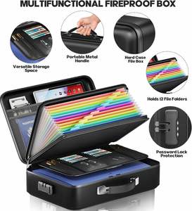 Portable Fireproof <b>Document</b> <b>Bag</b> EVA Hard Shell Waterproof & Lockable A4 File Storage Box for Legal - Product Image 4