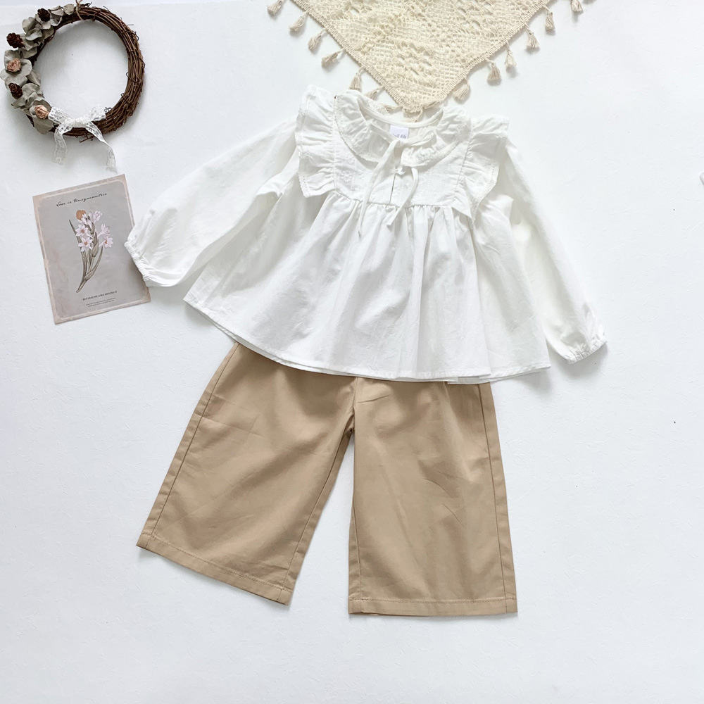 Spring 2023 New Girls' Khaki Suspenders Toddler Clothes Pants