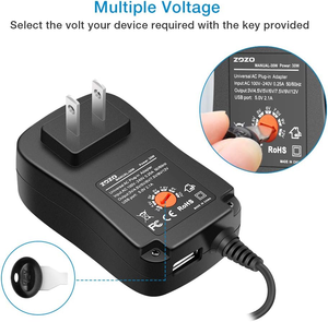 30W Universal Power Supply 3V-12V Adjustable AC DC Adapter Multi-Voltage <b>Switching</b> Charger with <b>USB</b> Port for Home Electronics - Product Image 2