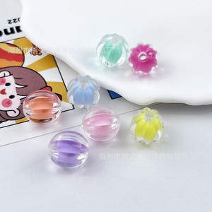 Candy Colored Transparent Pumpkin <b>Beads</b> Acrylic Round Loose <b>Beads</b> For DIY Jewelry Phone Chain Keychain Craft Making - Product Image 4