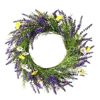 Karangan Bunga Natal Buatan Tangan Berkualitas Tinggi, Modern, 22cm, Bunga Lavender Plastik Sutra, Terlaris Lintas Negara