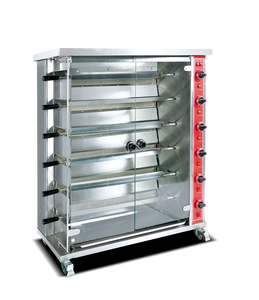 Rôtissoire à poulet en acier inoxydable à gaz, <span class=keywords><strong>6</strong></span> broches, rotation automatique, contrôle de la température avec lumière/ventilateur, grande capacité pour rôti de bœuf, agneau - Product Image 1