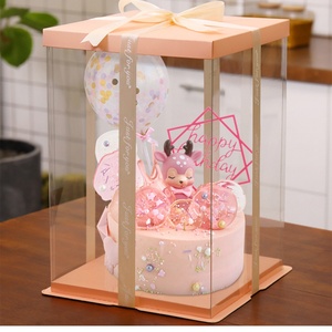 Caja Cuadrada Transparente Negra Personalizada para Pastel, con Cartón, Caja para Pastel de Cumpleaños, Caja para Pastel de Diseño - Product Image 2