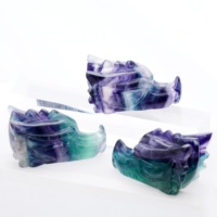Nouveau produit guérison cristal pierre artisanat Fluorite Dragon crâne sculptures Sculpture pour ornement