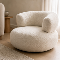 Fauteuil de salon Boucle Cloud, design moderne et minimaliste, dossier incurvé, canapé individuel pour villa, chambre, balcon, hôtel boutique, mobilier