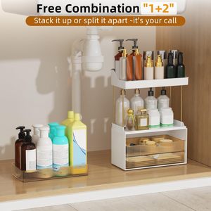 CF Versatile Detachable 5 Tier 3 Large Drawers Perfume Vanity Makeup Organizer <strong>Under</strong> <strong>Sink</strong> <strong>Bathroom</strong> Counter Organizers <strong>Storage</strong> - Product Image 4