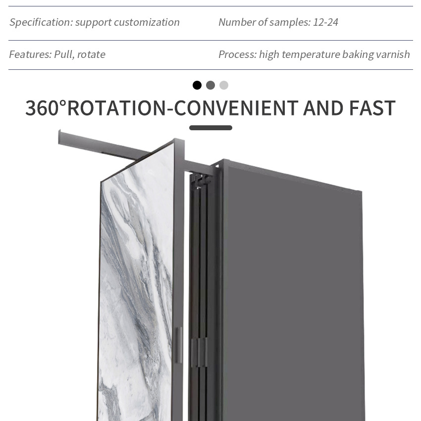 Factory Rotary Granite Showroom Sliding Marble Panel Sample Stands Custom Slab Sintered Stone Ceramic Tiles Slider Display Racks