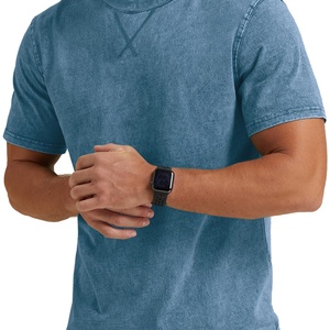 <b>Mens</b> Distressed Knitted Cotton Print <b>Shirts</b> Vintage Hip Hop <b>Longline</b> Crew Neck <b>T</b>-<b>Shirt</b> Anti-Wrinkle Breathable - Product Image 4