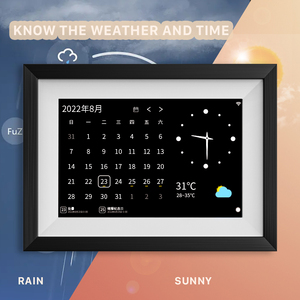 Bingkai Foto Digital AMABOO WIFI 10 Inci Layar Sentuh IPS Sensor Gerak dengan Jam, Mendukung MP4, Kayu Solid - Product Image 2