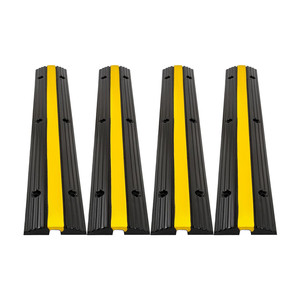 आउटडोर 1-चैनल रबर केबल रक्षक गति बम्प पीले + काले 10-15mph के लिए-पोर्टेबल फिक्स्ड इंस्टॉलेशन कंक्रीट - Product Image 1
