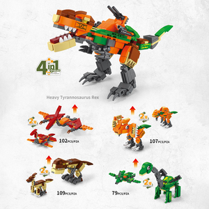 Juego <span class=keywords><strong>de</strong></span> Bloques <span class=keywords><strong>de</strong></span> Construcción <span class=keywords><strong>de</strong></span> Dinosaurios Transformables 8 en 1, 3 Vías, 725 Piezas, Dinosaurio Guerrero con Armadura, Juguete <span class=keywords><strong>de</strong></span> Construcción para Niños - Product Image 4