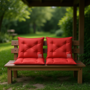 Juego de 2 cojines para banco de exterior de tela Oxford roja, duraderos, acolchados, rectangulares, extraíbles, lavables, para uso en todas las estaciones - Product Image 2