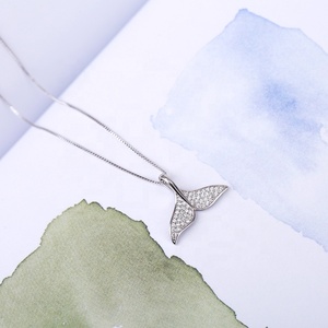18 Desain Kalung Liontin Ekor Ikan Zirkon Trendi Perhiasan untuk Wanita 925 Perak Murni Kristal Ekor Paus Kalung Liontin - Product Image 5