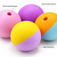 Jouet pour animaux de compagnie en silicone à haute élasticité, balle à mâcher résistante à l'usure avec trou pour chats et chiens, jeu interactif