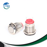 Sakelar Tombol Tekan Elektronik 12mm Logam IP67 Tahan Air 1NO Momentary/Latching Anti-Vandal untuk Panel Kontrol