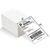 4 "X 6" Kipas Putih Lipat 4X6 Inci 100X150Mm Tagihan Pengiriman Langsung Label Kode Batang Alamat Termal A6 Kertas Stiker Termal