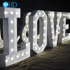 फैक्टरी कस्टम बल्ब संकेत बड़े अक्षरों शादी 4ft मार्की पत्र प्यार संकेत