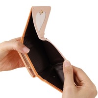 Dompet wanita kulit PU, dompet koin klip mini kartun PU lipat tiga kecil portabel multi kartu lipat lucu