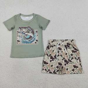 Ensemble de vêtements de chasse pour bébés garçons, haut à manches courtes avec poches camouflage cerf et canard - Product Image 4