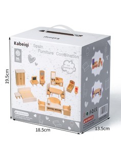 Nouveaux produits en gros : Ensemble d'accessoires de meubles de maison de poupée en bois Montessori pour filles, jouets de jeu d'imitation - Product Image 6