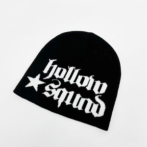 Bonnet tricoté en jacquard acrylique personnalisé Streetwear <span class=keywords><strong>syna</strong></span> hommes casquette tête de mort noire sports du monde chapeaux de ski hiver chaud y2k bonnet de course - Product Image 1