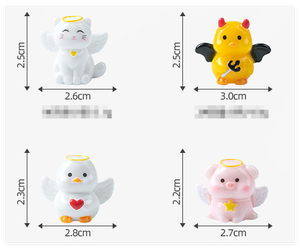 3Dミニ樹脂人気ヨーロッパ人工動物コレクション豚アヒル鶏猫翼の小さなミニチュア小さな天使の置物 - Product Image 2