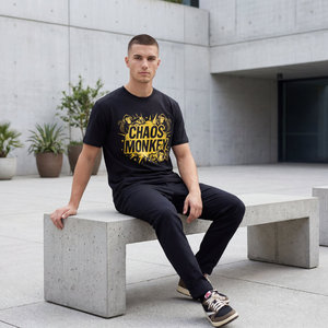 Camiseta de Hombre Estilo Hip <span class=keywords><strong>Hop</strong></span> Urbano con Estampado Gráfico de Animales Cómicos, Diseño Retro de Mono, Antiarrugas, Talla Grande, Color Negro, OEM ODM - Product Image 3